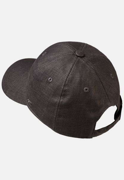 Menswear Camel Active Caps & Hats Dark Grey Linen Sixpannel Cap Affordable