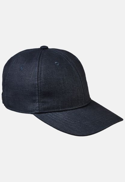 Linen Sixpannel Cap Exquisite Menswear Camel Active Caps & Hats Dark Blue