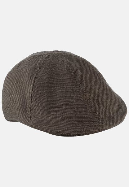 Menswear Classic Linen Mix Flat Cap Brown Camel Active Caps & Hats