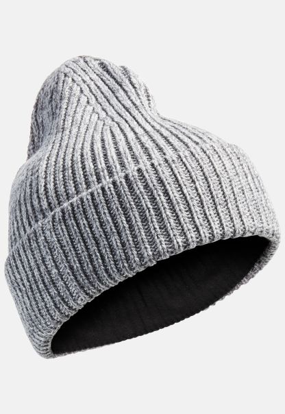 Menswear Knitted Beanie In Cotton Mix Caps & Hats Plush Camel Active Grey