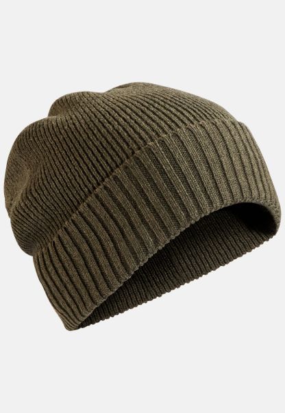 Energy-Efficient Olive Camel Active Caps & Hats Menswear Knitted Cap Made From Cotton Mix