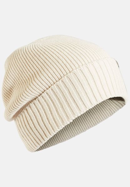 Caps & Hats Knitted Cap Made From Cotton Mix Plush Camel Active Beige Menswear