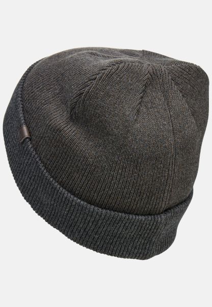 Free Caps & Hats Fine Knitt Beanie From Pure Cotton Dark Brown Camel Active Menswear