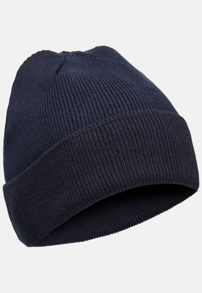 Menswear Dark Blue Caps & Hats Camel Active Fine Knitt Beanie From Pure Cotton Luxurious