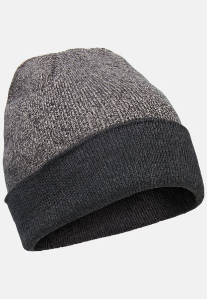 Dark Grey Caps & Hats Fine Knitt Beanie From Pure Cotton Secure Camel Active Menswear
