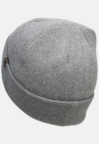 Camel Active Fine Knitt Beanie From Pure Cotton Grey Caps & Hats Blowout Menswear