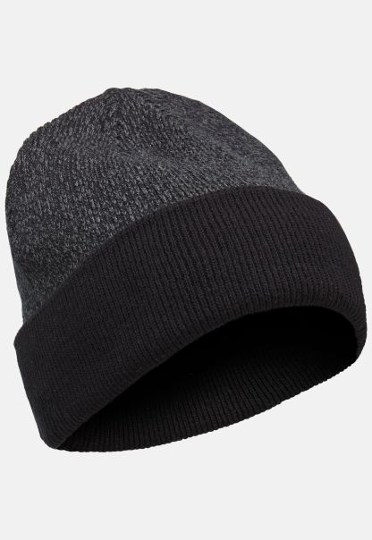 Menswear Bargain Fine Knitt Beanie From Pure Cotton Caps & Hats Camel Active Black