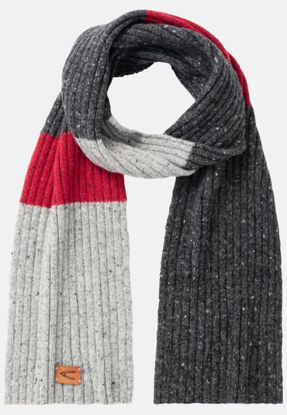 Camel Active Grey Scarves & Shawls 2024 Menswear Knitted Scarf With Merino Wool