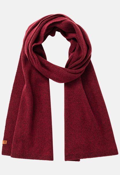 Dark Red Limited Scarves & Shawls Camel Active Menswear Knitted Scarf Made Of Pure Cotton