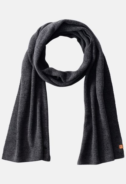 Dark Grey Camel Active Knitted Scarf Made Of Pure Cotton Scarves & Shawls Superior Menswear