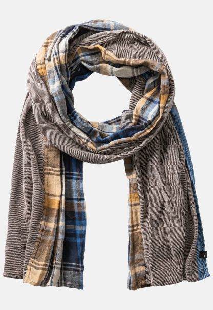 Camel Active Bespoke Scarves & Shawls Menswear Blue Fine Woven Scarf Made From Pure Cotton