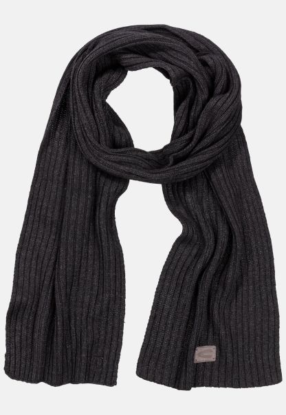 Convenient Knitted Scarf In Cotton Black Menswear Camel Active Scarves & Shawls
