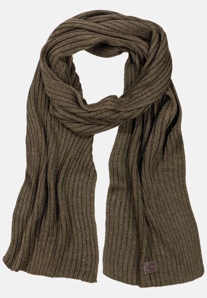 Menswear Camel Active Knitted Scarf In Cotton Scarves & Shawls Olive Brown Pure