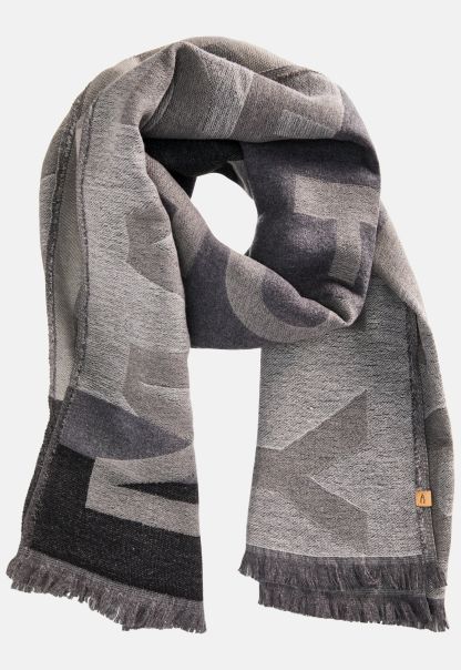 Grey Scarf With Woven Lettering Trendy Scarves & Shawls Camel Active Menswear