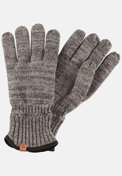 Camel Active Modern Grey Gloves Menswear Knitted Gloves With Warm Lining