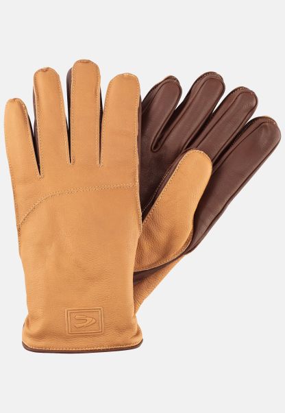 Gloves Leather Gloves With Teddy Lining Cognac Camel Active Price Slash Menswear