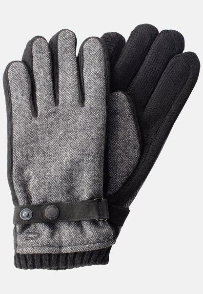Gloves With Leather Strap In Wool Look Grey Gloves Versatile Menswear Camel Active