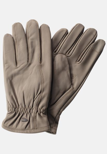 Leather Gloves With Touch Screen Function Dark Khaki Extend Gloves Menswear Camel Active