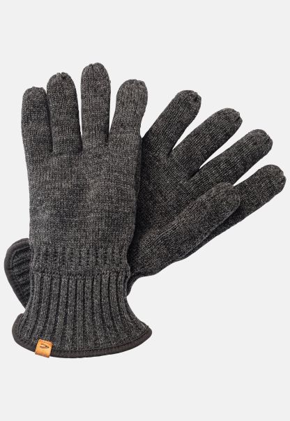 Menswear Knitted Gloves With Warm Lining Gloves Camel Active Dark Grey Affordable