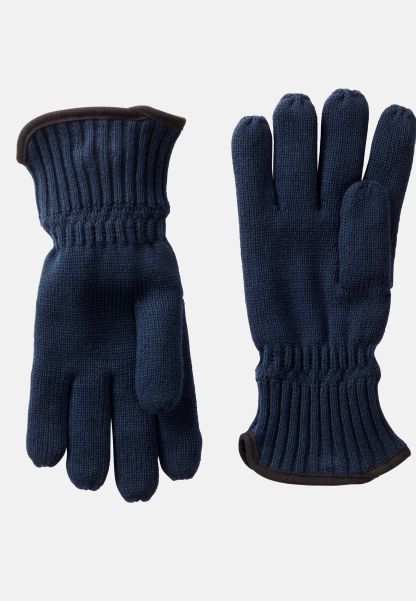 Menswear Knitted Gloves With Warm Lining Dark Blue Camel Active Sumptuous Gloves