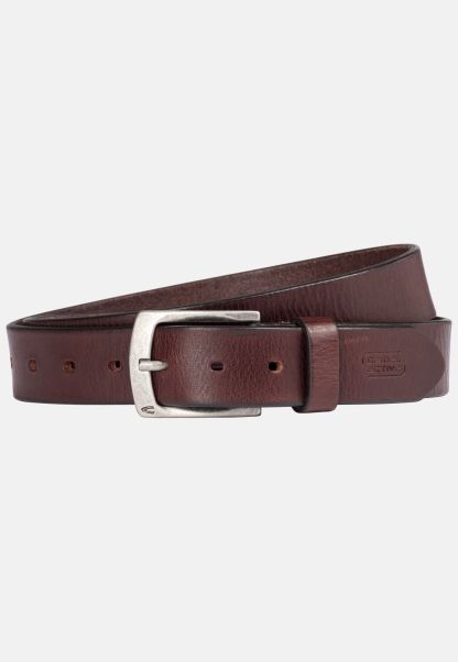 Menswear Belts Robust Leather Belt Dark Brown Camel Active