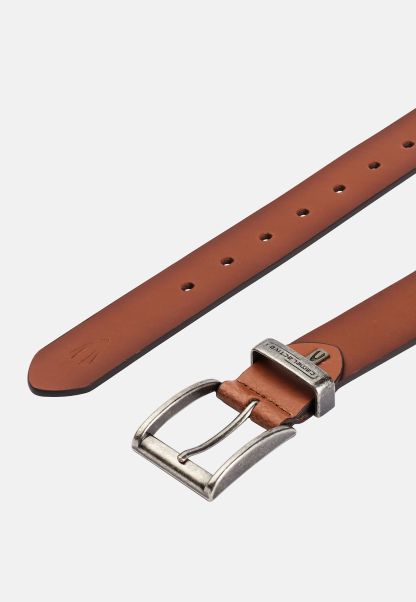 Menswear Belt Made Of High Quality Leather Belts Final Clearance Cognac Camel Active