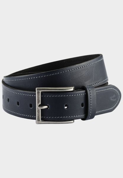 Belts Camel Active Menswear Special Dark Blue Belt Made Of High Quality Leather