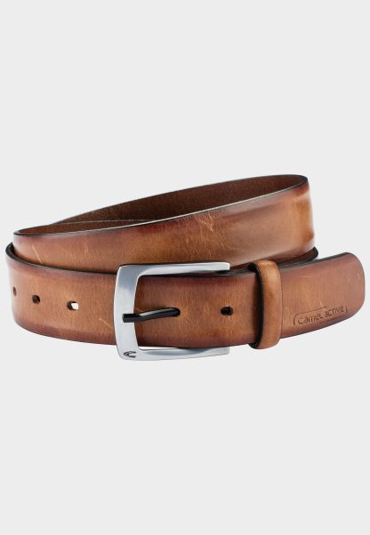 Unique Menswear Brown Camel Active Belt Made Of High Quality Leather Belts