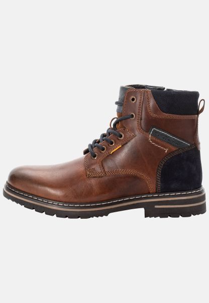 Lace-Up Boot Made From Genius Leather Cognac Best Menswear Camel Active Boots