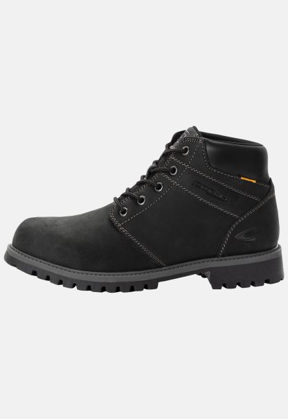 Camel Active Menswear Boots Lace-Up Boot In Nubuck Leather Black Trendy