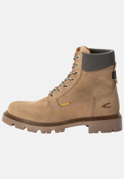 Beige Menswear Camel Active Reliable High Lace-Up Boot In Nubuck Leather Boots
