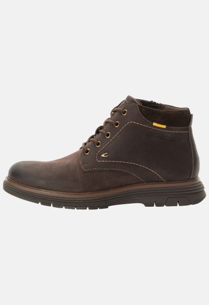 Lace-Up Boot Made Of Nubuck Leather Boots Brown Camel Active Menswear Versatile